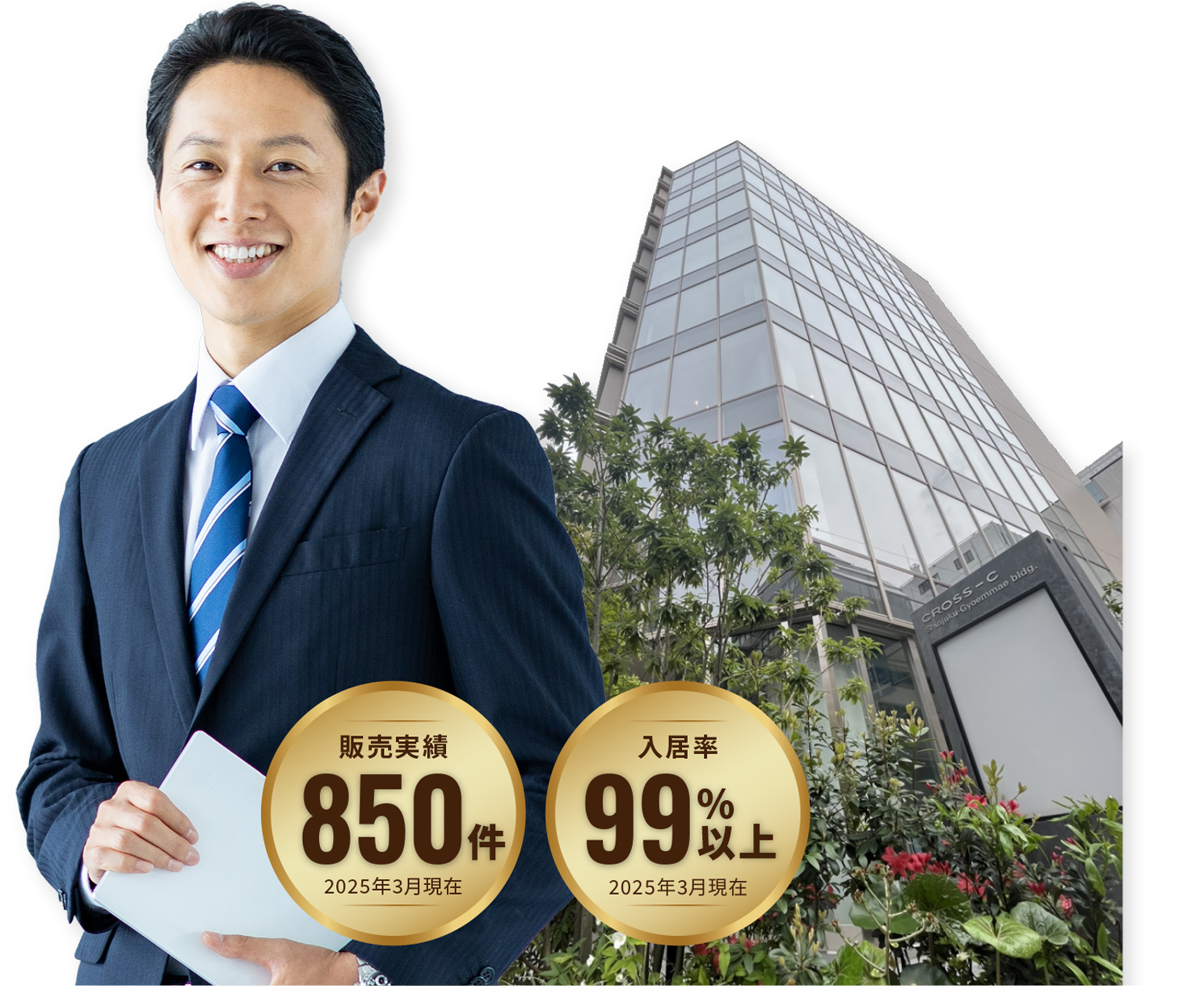 販売実績 850件 2025年3月現在 入居率 99%以上 2025年3月現在
